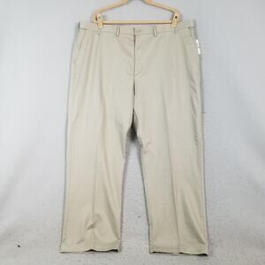IZOD American Chino Pants Mens 48x32 Khaki Flat Front‎ Wrinkle Free Big Tall